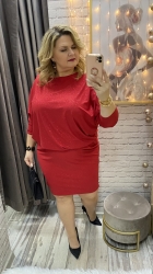 sukienka ALEKSANDRA 36-56 czerwona połysk