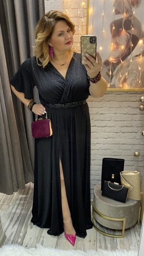 sukienka ROZALIA 34-54/56 czarna połysk