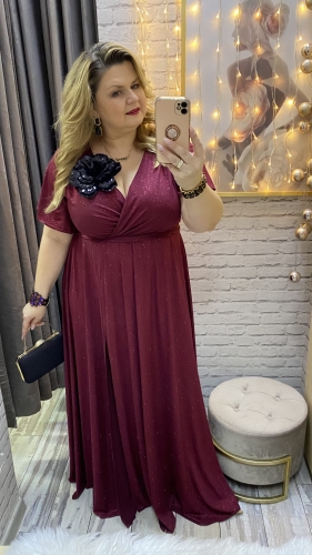 sukienka Rozalia 34-54/56 bordo czerwone wino