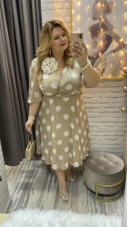 sukienka PARIS 36-48/50 beż grochy ecri 