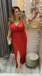 sukienka SOFIA 36-52 czerwona połysk