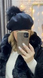 czapka czarny berecik 