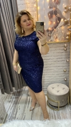 sukienka ELENI 38-50 granatowa cekin