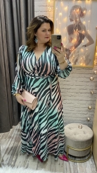 sukienka ALEXIS 38-54 miętowa zebra 