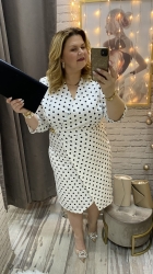 sukienka CHICAGO 36-48/50 biała groszki czarne 