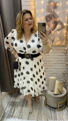 sukienka PARIS 42-48/50 ecri grochy czarne